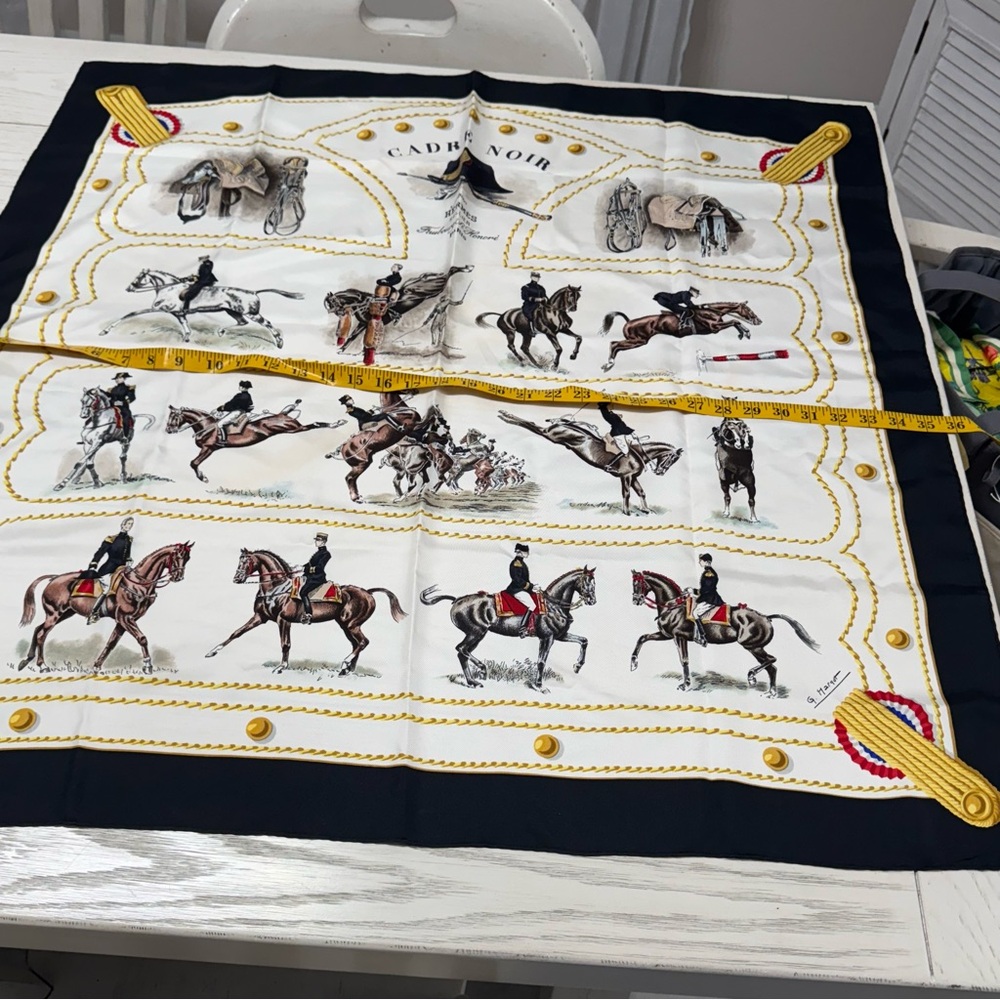 Hermes Scarf with White, Brown, and Gold Accents - Picture 7 of 16